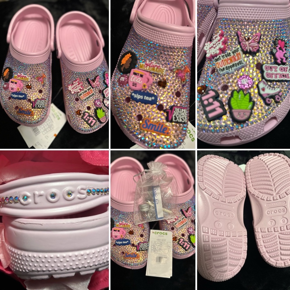 CROCS Kids' Pink Sparkle Slippers